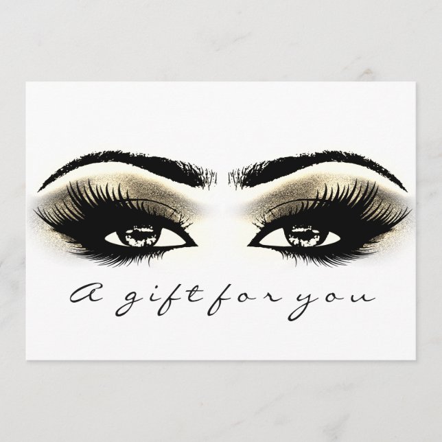 Carte Certificat cadeau Gold White Lash Eyes maquillage (Devant)