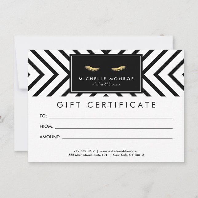 Carte Certificat-cadeau Golden Eyelashes avec motif (Devant)