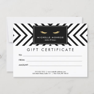 Carte Certificat-cadeau Golden Eyelashes avec motif