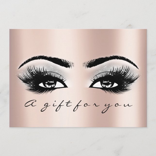 Carte Certificat Cadeau Gris Rose Lashes Beauty Maquilla (Devant)