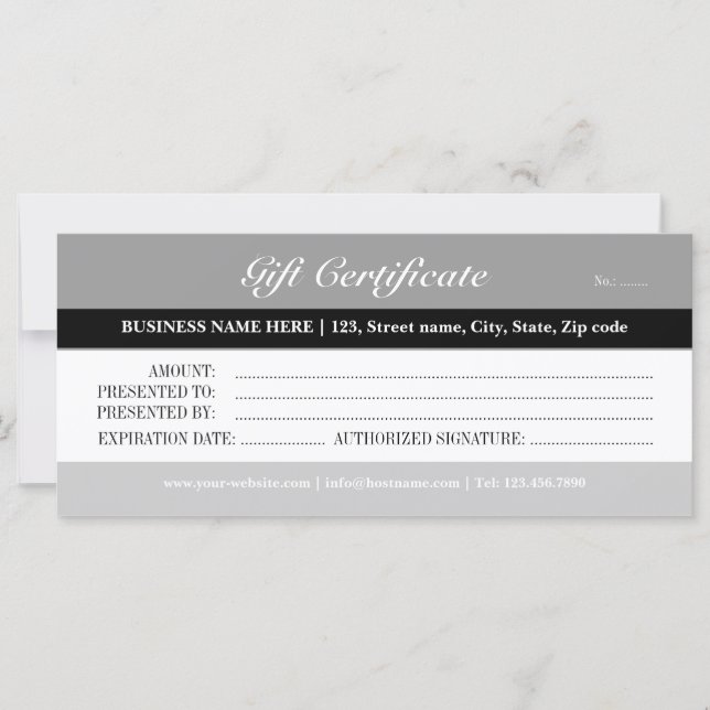 Carte Certificat cadeau Gris Tones (Devant)
