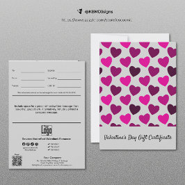 Carte Certificat cadeau Heureuse Sainte-Valentin moderne