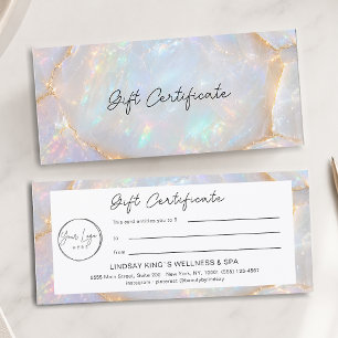 Carte Certificat Cadeau Holographique Logo Opale Luxe