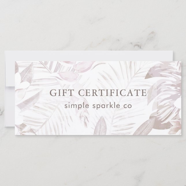 Carte Certificat cadeau imprimé Mauve Palm Muted (Devant)