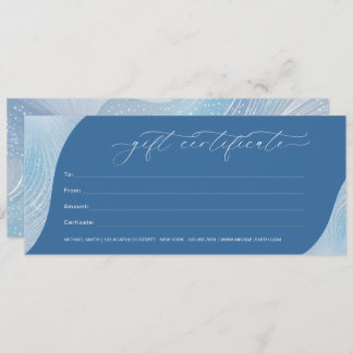 Carte Certificat cadeau Iridescente Blue Gradient de lux