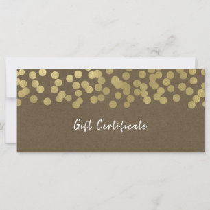 Carte Certificat Cadeau Kraft Rustique Moderne Chic Doré