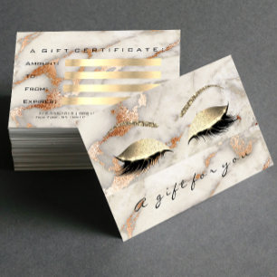 Carte Certificat cadeau Lashes en cuivre marbré Maquilla