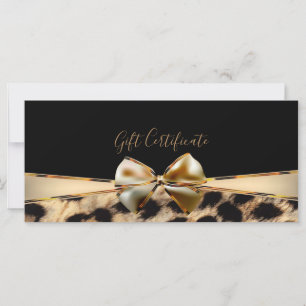 Carte Certificat Cadeau Léopard Guépard Or Noir