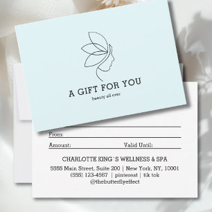 Carte Certificat Cadeau Ligne de Beauté Féminine Bleu