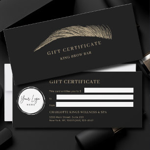 Carte Certificat Cadeau Logo Noir Minimal Sourcil