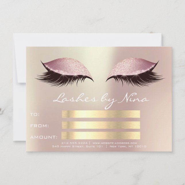Carte Certificat Cadeau Lux Lashes Rose Gold Rose1 (Devant)