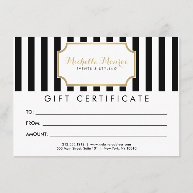Carte Certificat cadeau Luxe Bold Stripes (Devant)