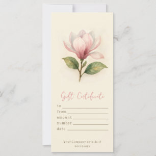 Carte Certificat cadeau Magnolia Aquarelle personnalisée