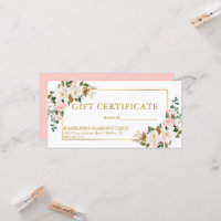 Certificat Cadeau Magnolias Aquarelle Roses Roses
