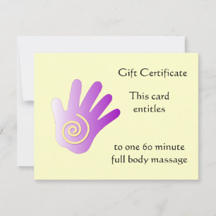 Carte Certificat cadeau main Purple Energy