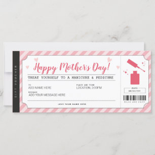 Carte Certificat cadeau Mani Pedi pour la Fête des mères