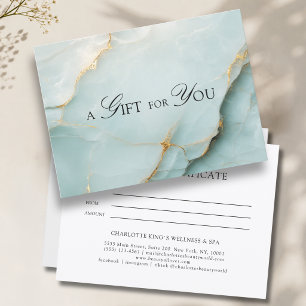 Carte Certificat Cadeau Marbre Bleu Élégant