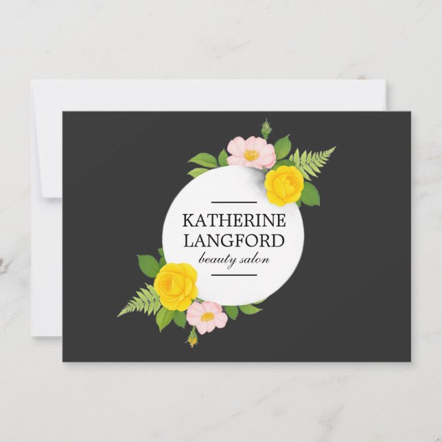 Carte Certificat cadeau minimal Floral Wreath Salon noir (Devant)