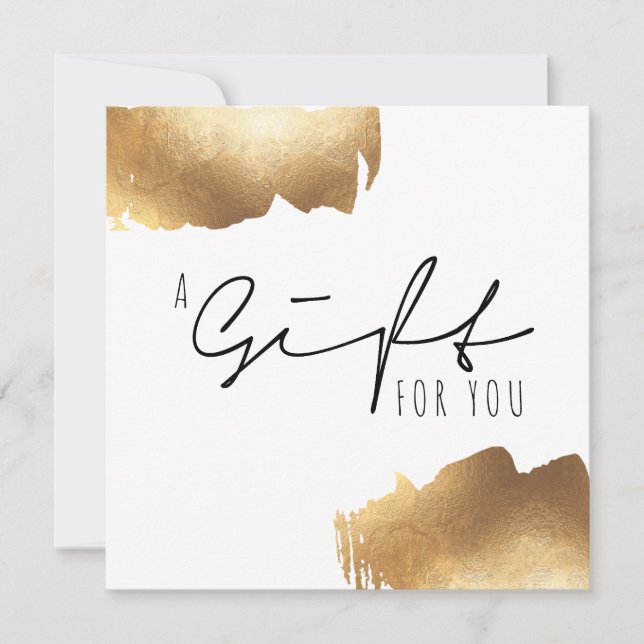 Carte CERTIFICAT CADEAU | Minimaliste de pinceau d'or (Devant)