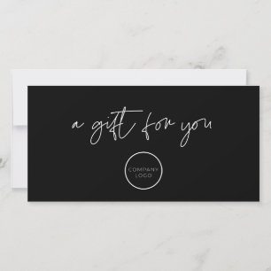 Carte Certificat cadeau minimaliste noir avec logo