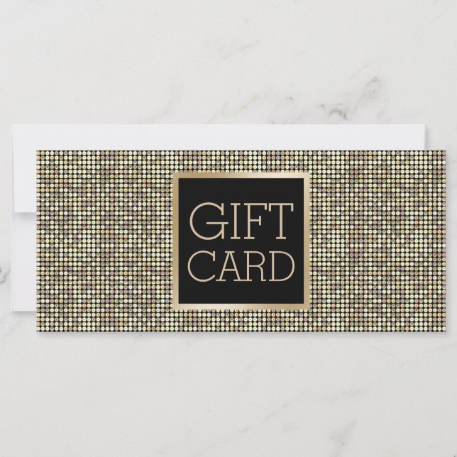 Carte Certificat cadeau Modern Gold Parties scintillant  (Devant)