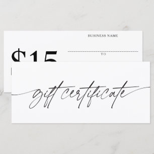 Carte Certificat Cadeau Modern Script Ajoutez Votre Mont