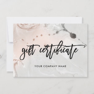 Carte Certificat cadeau moderne en marbre rose et gris