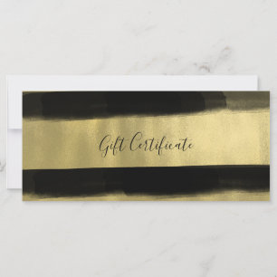 Carte Certificat Cadeau Moderne Peinture Noir & Or Luxue