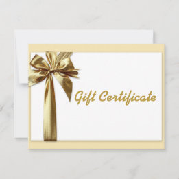 Carte Certificat cadeau modifiable Gold Bow