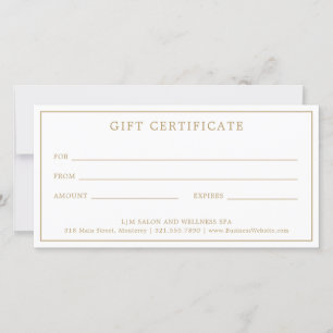Carte Certificat cadeau Monogram Elegant Gold Business