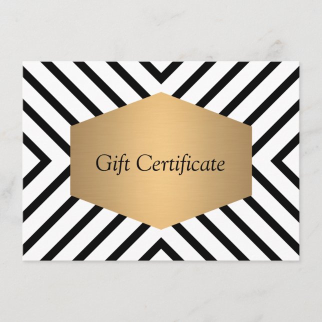 Carte Certificat cadeau Motif noir et blanc Retro Mod (Devant)