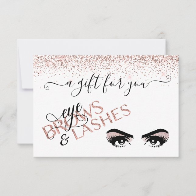Carte Certificat cadeau Oeil Brown Lashes Rose Or (Devant)
