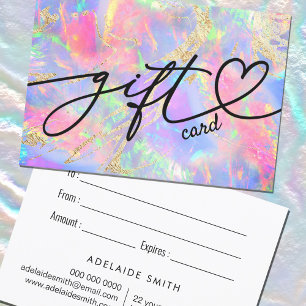 Carte certificat cadeau opale couleurs néon