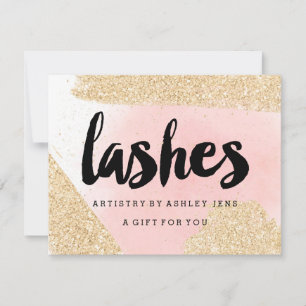 Carte Certificat cadeau or parties scintillant rose cils