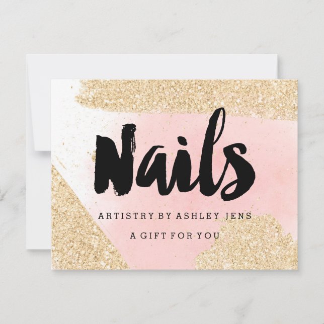 Carte Certificat cadeau or parties scintillant rose clou (Devant)