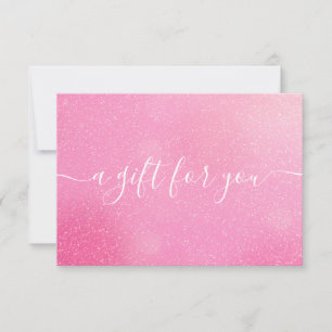 Carte Certificat Cadeau Paillettes Rose Élégant