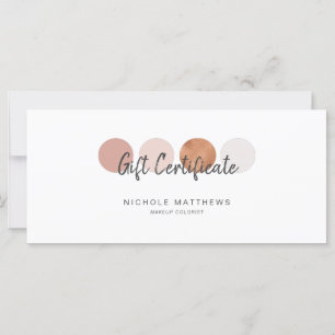 Carte Certificat cadeau Palette couleur de calligraphie 