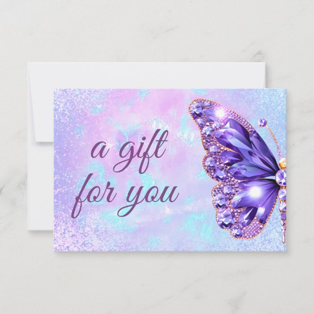 Carte certificat cadeau papillon violet (Devant)