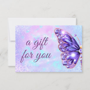 Carte certificat cadeau papillon violet