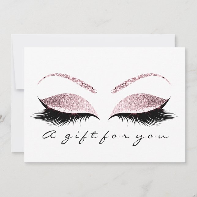 Carte Certificat cadeau Parties scintillant Lashes rose  (Devant)