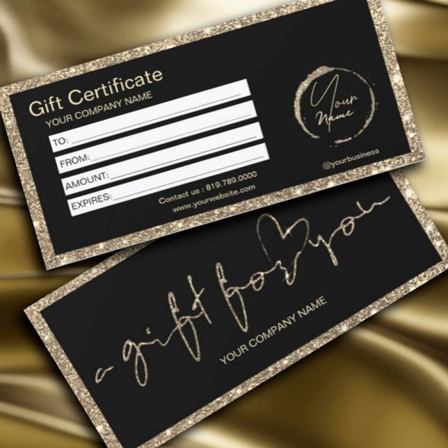Carte Certificat cadeau Parties scintillant or moderne (#zazzlemade #giftcertificate #giftcart #agiftforyou #luxurycard #glittergold)