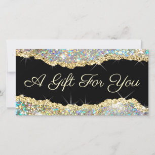 Carte certificat cadeau parties scintillant or mousseux
