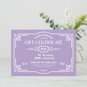 Carte Certificat-cadeau personnalisé pour la reconnaissa