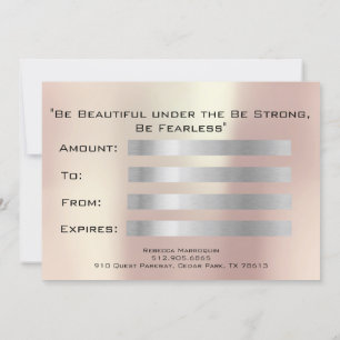 Carte Certificat cadeau Pink Blush Lash Beauty Maquillag