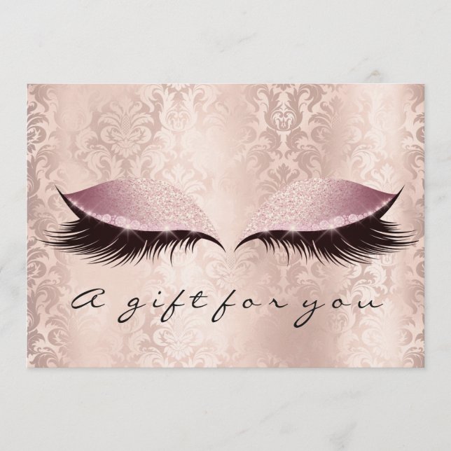 Carte Certificat cadeau Pink Damask Lashes Beauty Maquil (Devant)