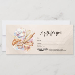 Carte Certificat-cadeau pour pâtissier de boulangerie