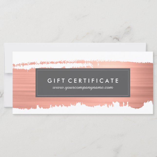Carte Certificat cadeau pour pinceau or Rose moderne (Devant)