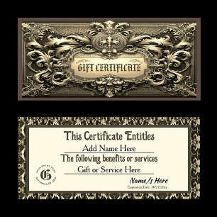 Carte Certificat cadeau Pourcentage or