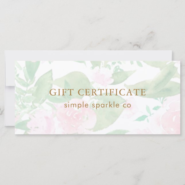Carte Certificat cadeau Pretty Rose Floral (Devant)