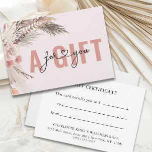 CARTE CERTIFICAT CADEAU PROFESSIONNEL   BOHO